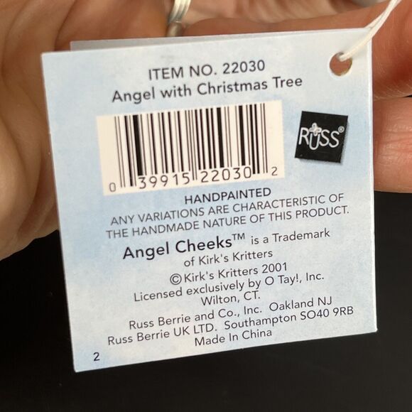 Vintage Kirk's Kritters Angel Cheeks Christmas Angel Figurine w/ Base Tree - Picture 14 of 16